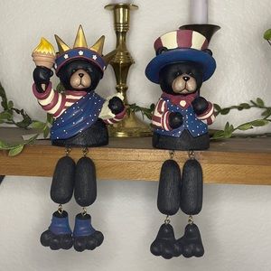 Patriotic. American. Bear. shelf leg Danglers